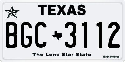 TX license plate BGC3112