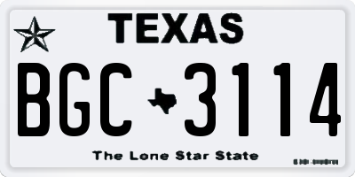 TX license plate BGC3114