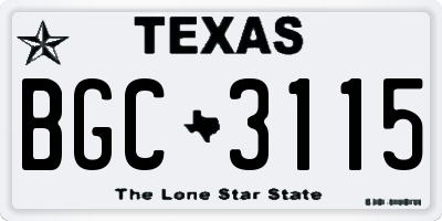 TX license plate BGC3115
