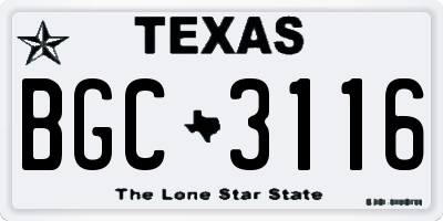 TX license plate BGC3116