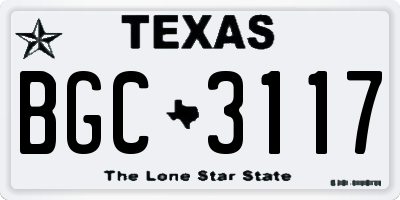 TX license plate BGC3117