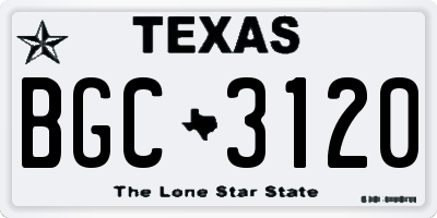 TX license plate BGC3120