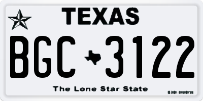 TX license plate BGC3122