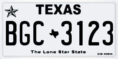 TX license plate BGC3123