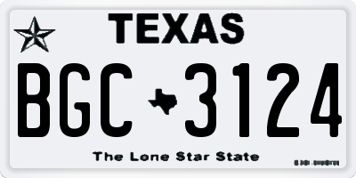TX license plate BGC3124