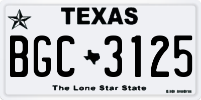 TX license plate BGC3125