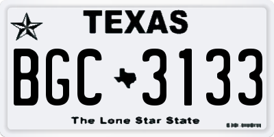 TX license plate BGC3133