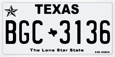TX license plate BGC3136