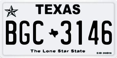 TX license plate BGC3146