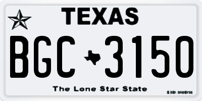 TX license plate BGC3150