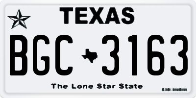 TX license plate BGC3163