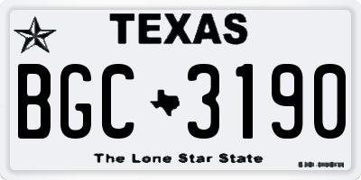 TX license plate BGC3190