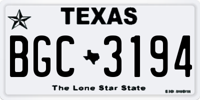 TX license plate BGC3194