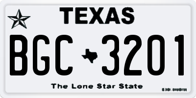 TX license plate BGC3201