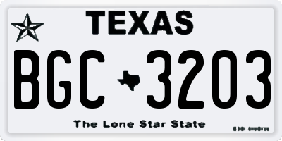 TX license plate BGC3203
