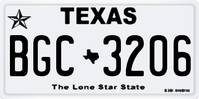 TX license plate BGC3206