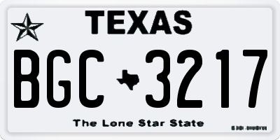 TX license plate BGC3217