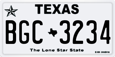 TX license plate BGC3234