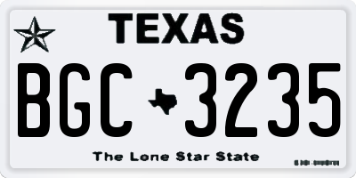 TX license plate BGC3235
