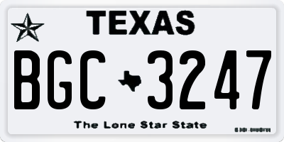 TX license plate BGC3247