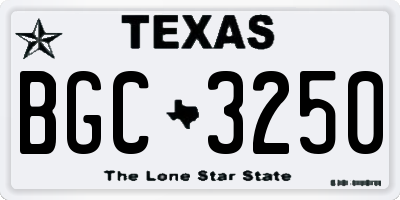TX license plate BGC3250