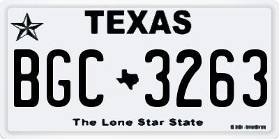 TX license plate BGC3263