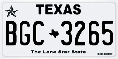 TX license plate BGC3265