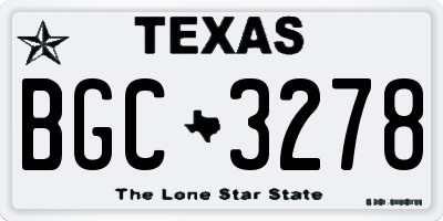 TX license plate BGC3278