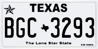TX license plate BGC3293