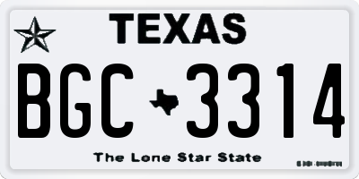 TX license plate BGC3314