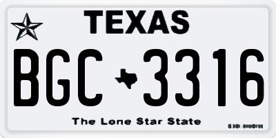 TX license plate BGC3316