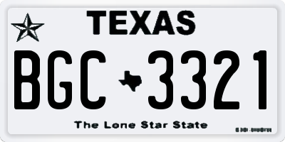 TX license plate BGC3321