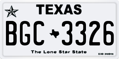 TX license plate BGC3326