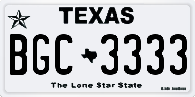 TX license plate BGC3333
