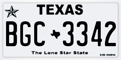 TX license plate BGC3342