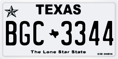 TX license plate BGC3344