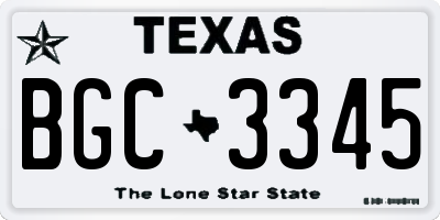TX license plate BGC3345