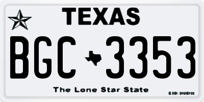 TX license plate BGC3353