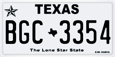 TX license plate BGC3354