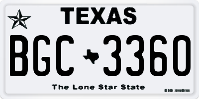 TX license plate BGC3360