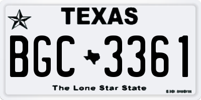 TX license plate BGC3361