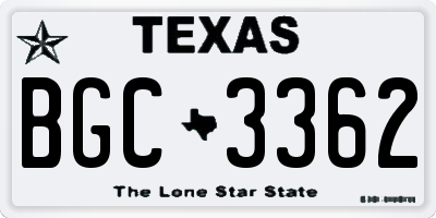 TX license plate BGC3362