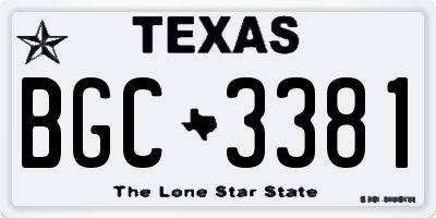 TX license plate BGC3381
