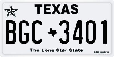 TX license plate BGC3401