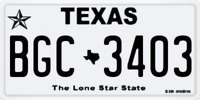 TX license plate BGC3403