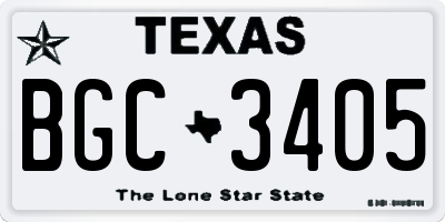 TX license plate BGC3405