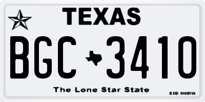 TX license plate BGC3410