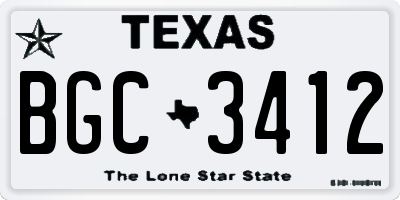 TX license plate BGC3412