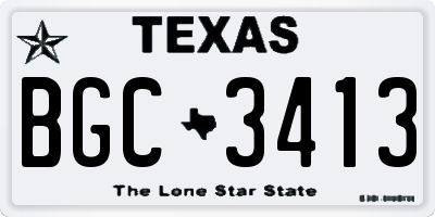 TX license plate BGC3413