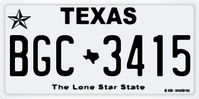 TX license plate BGC3415